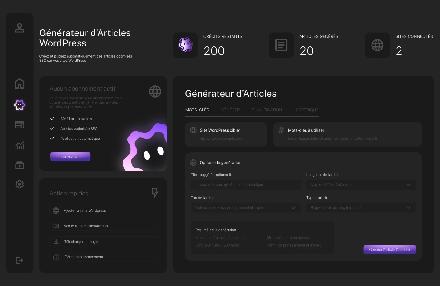 codrank générateur d'articles WordPress SEO GEO